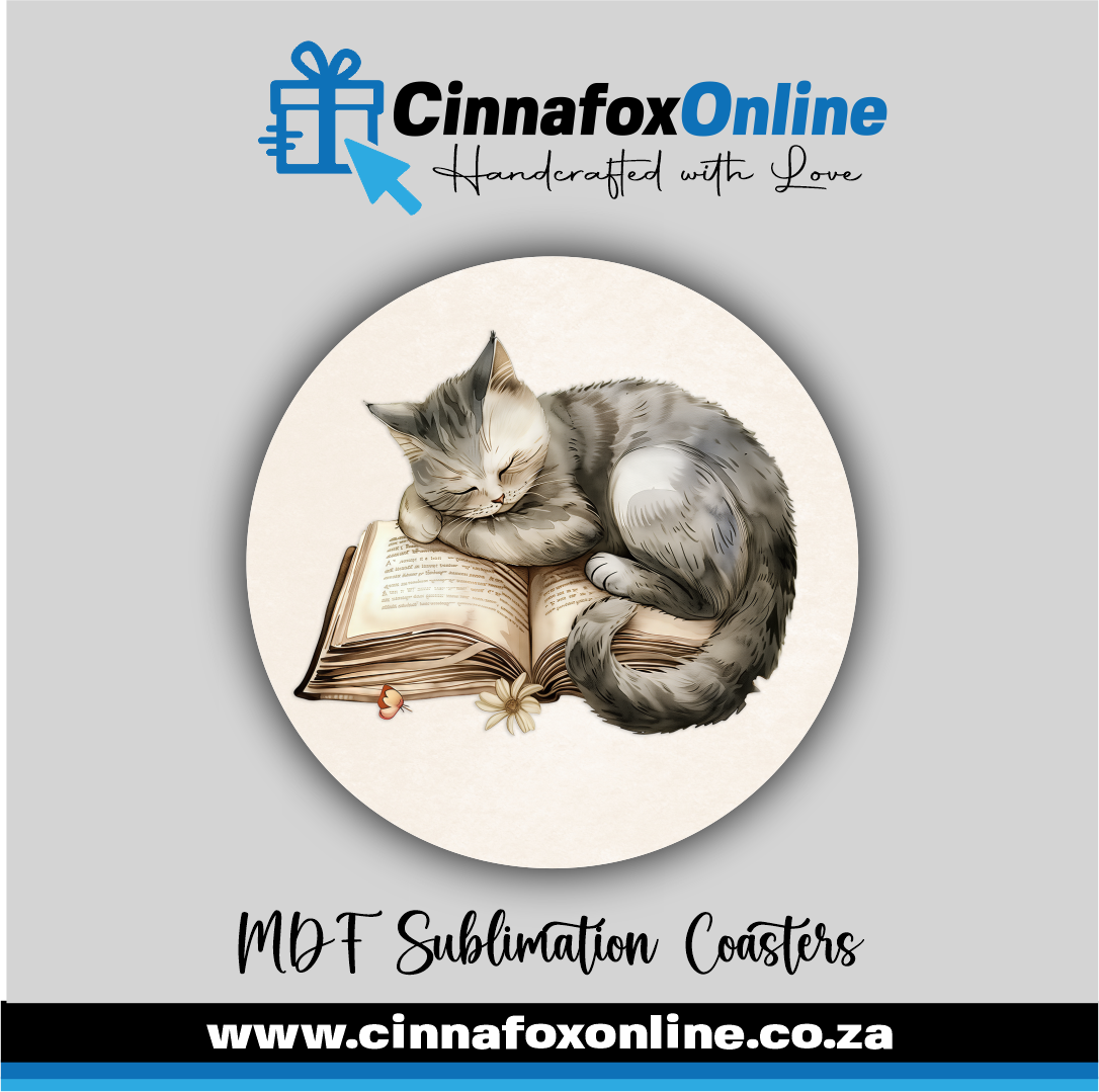 Book Cat Round Coaster