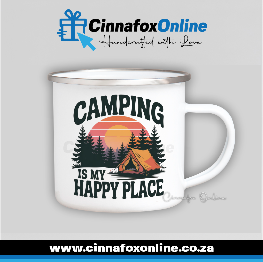 Camping Is My Happy Place Metal Mug