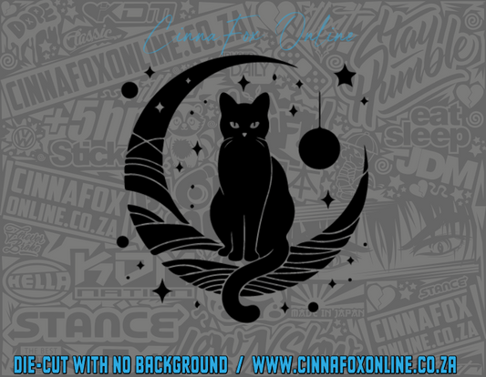 Black Cat Moon Decal