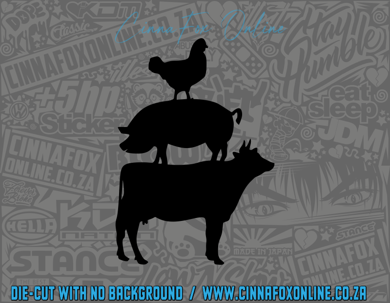 Cow Pig Chicken Stack Decal