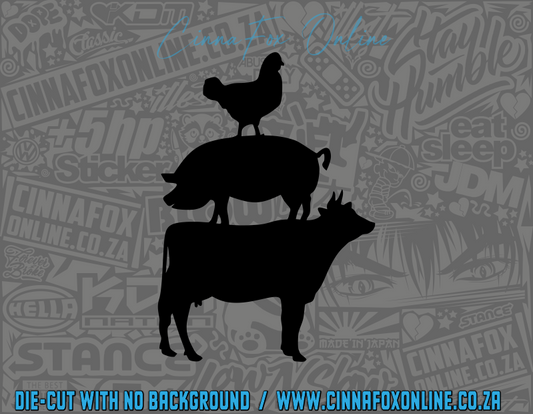 Cow Pig Chicken Stack Decal