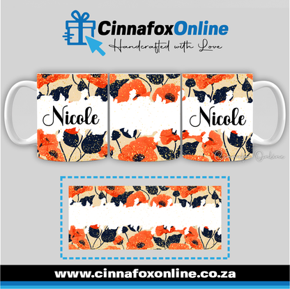Floral Custom Name 01 - Full Wrap Mug