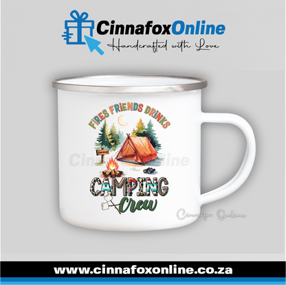 Fires Friends Drinks Camping Crew Metal Mug