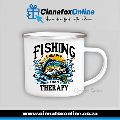 Fishing Cheaper Than Therapy Metal Mug