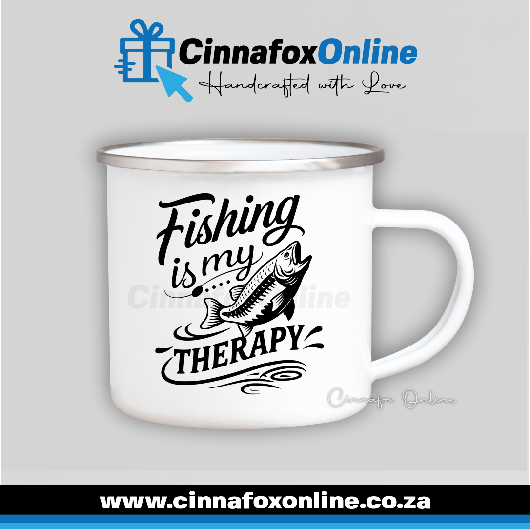 Fishing Is My Therapy Metal Mug