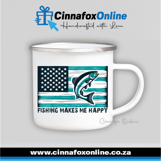 Fishing Makes Me Happy 02 Metal Mug