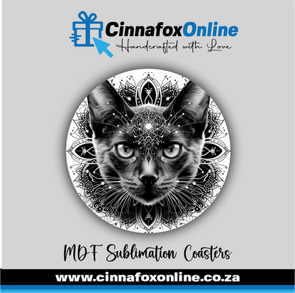 Mandala Cat 12 Round Coaster