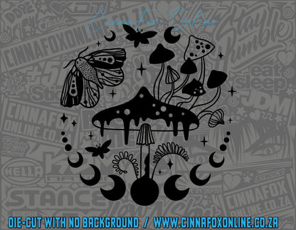 Moon Phase Mushroom Decal