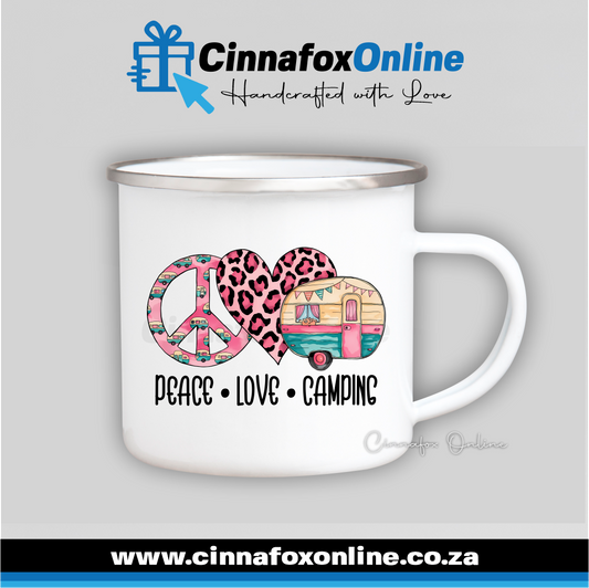 Peace Love Camping Metal Mug