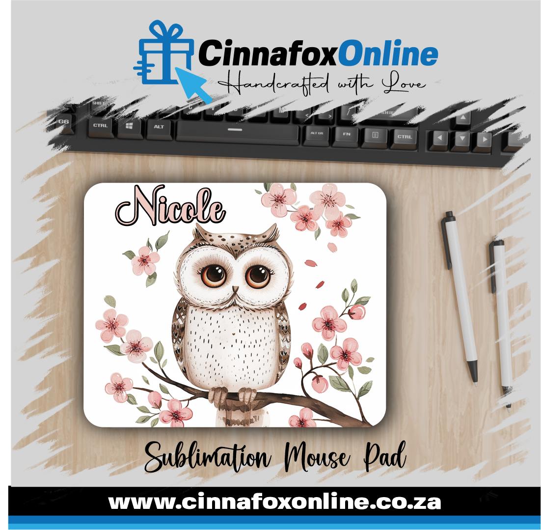 Personalized Name Owl Mouse Pad