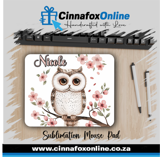 Personalized Name Owl Mouse Pad