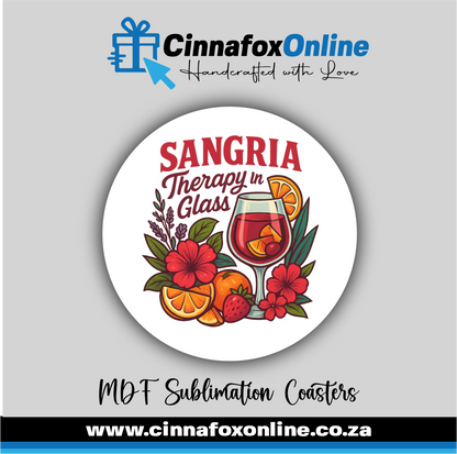 Sangria Therapy In Glass Round Coaster