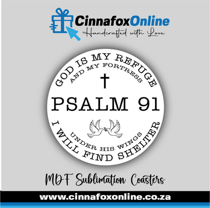 Under His Wings I Will Find Shelter Round Coaster