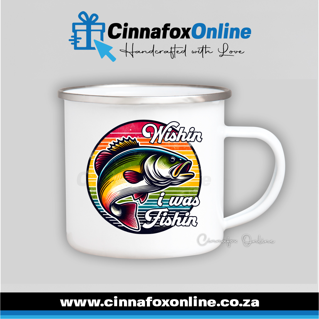 Wishin I was Fishin Metal Mug