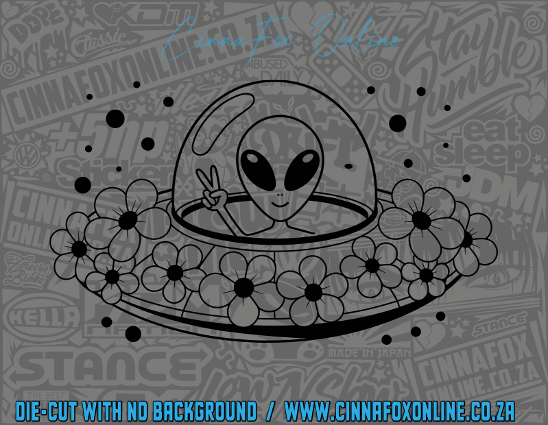 Alien Floral UFO Decal