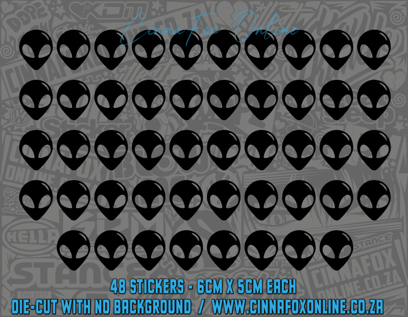 Alien Head 48 Pack Decals