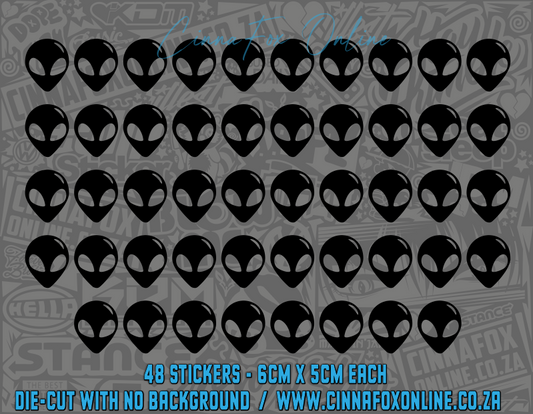 Alien Head 48 Pack Decals