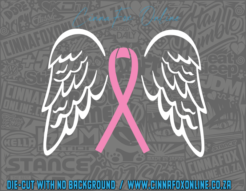 Angel Wings Cancer Ribbon Decal