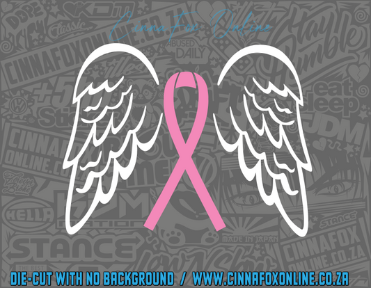 Angel Wings Cancer Ribbon Decal
