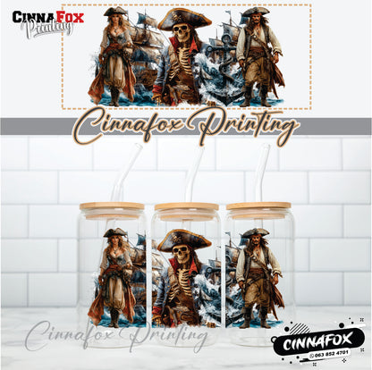 Pirates of the Caribbean Glass Cup With Lid & Straw