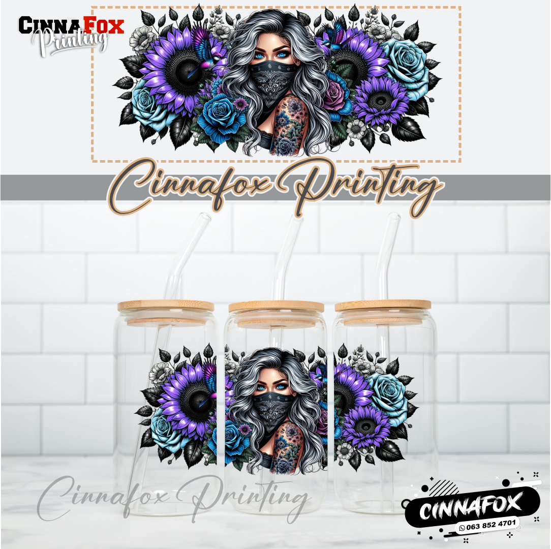 Badass Lady 10 Glass Cup With Lid & Straw