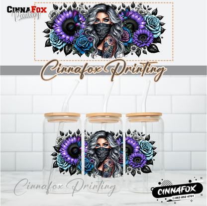 Badass Lady 10 Glass Cup With Lid & Straw