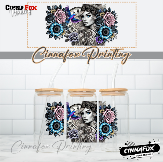 Badass Lady 12 Glass Cup With Lid & Straw