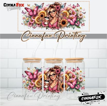 Badass Lady 30 Glass Cup With Lid & Straw