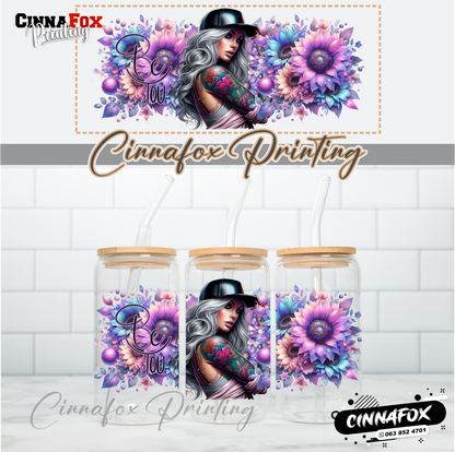 Be You Glass Cup With Lid & Straw