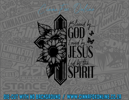 Blessed By God Loved By Jesus Led By The Spirit Decal