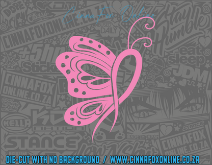 Cancer Butterfly Ribbon Decal