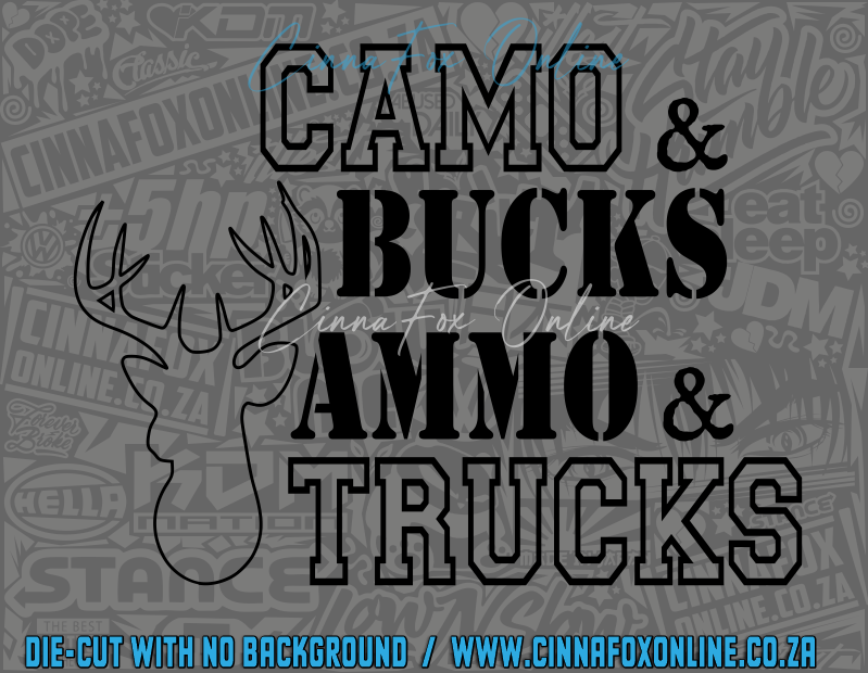 Camo And Bucks Ammo And Trucks Decal