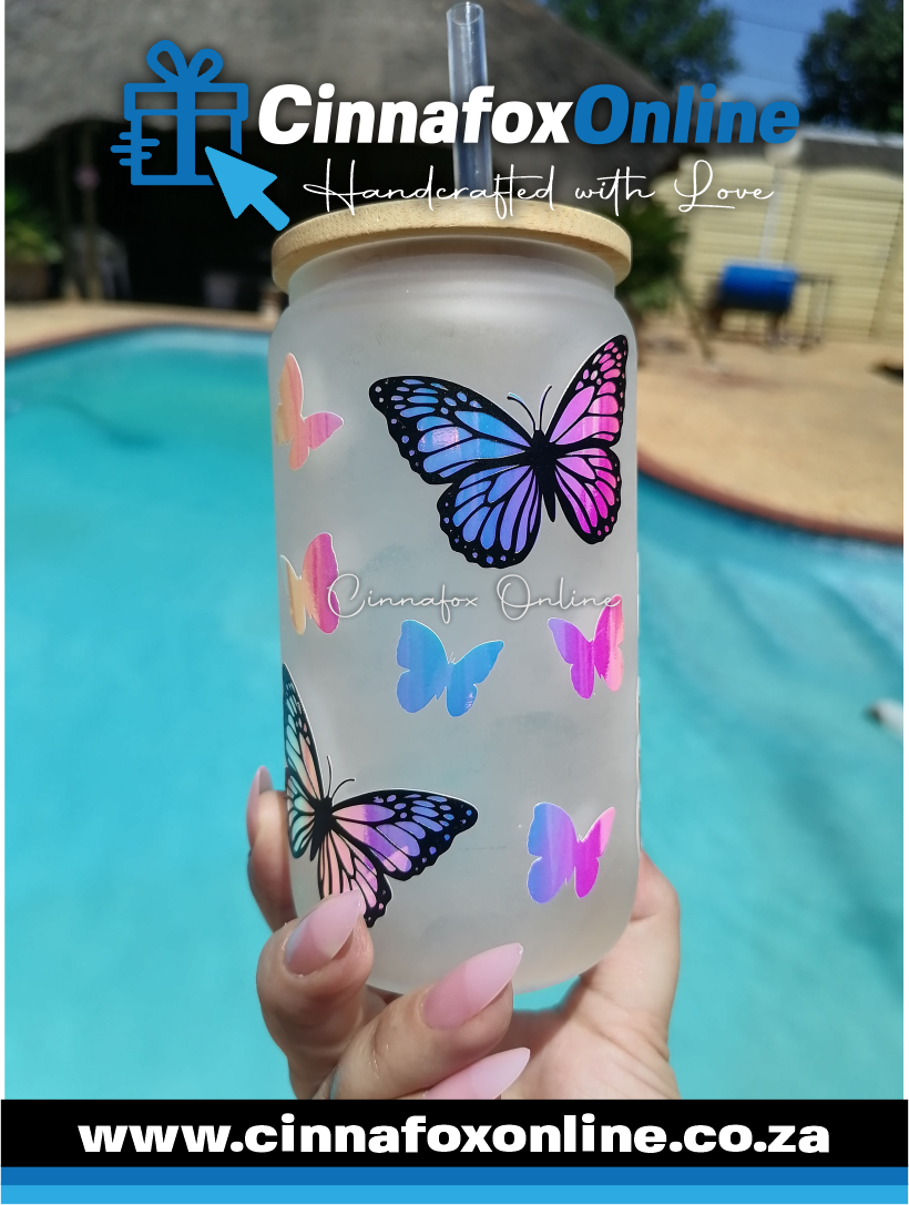 Custom Name - Frosted Glass Cup With Lid & Straw