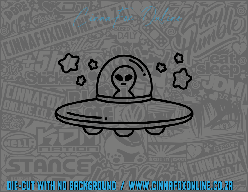 Cute Alien UFO Decal