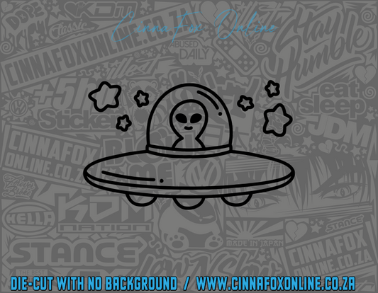 Cute Alien UFO Decal
