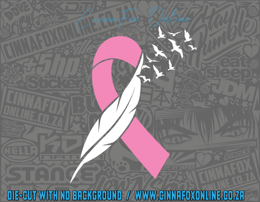 Feather Cancer Ribbon Decal