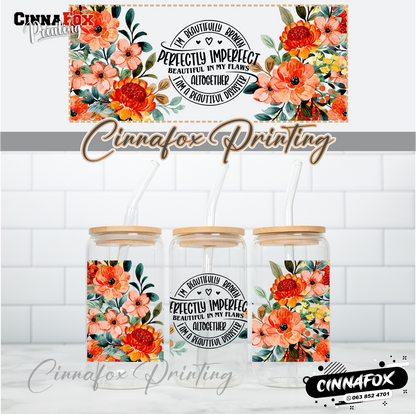 Perfectly Imperfect 02 Glass Cup With Lid & Straw