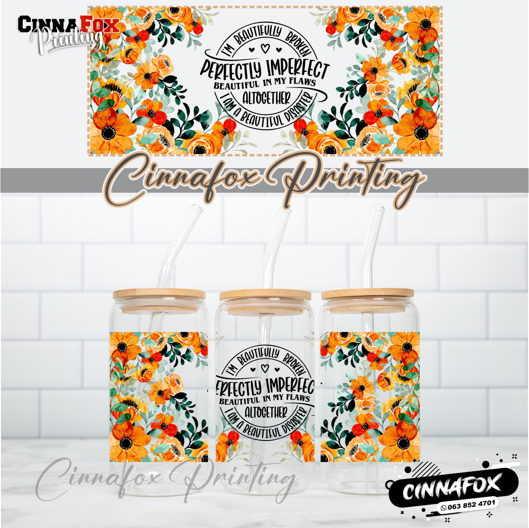 Perfectly Imperfect Glass Cup With Lid & Straw