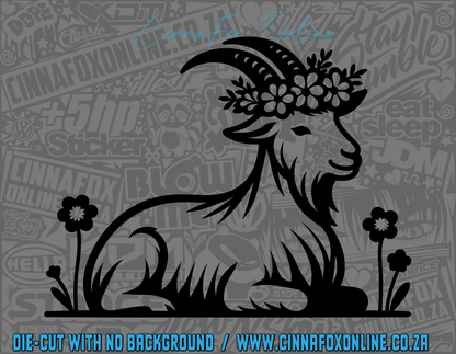 Goat with Flowers Decal