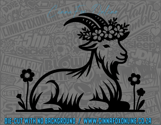 Goat with Flowers Decal