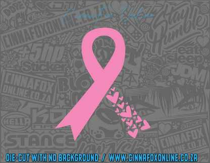 Cancer Hearts Ribbon Decal