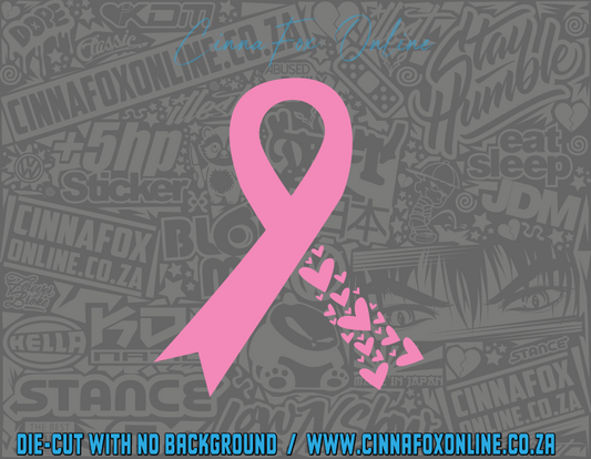 Cancer Hearts Ribbon Decal