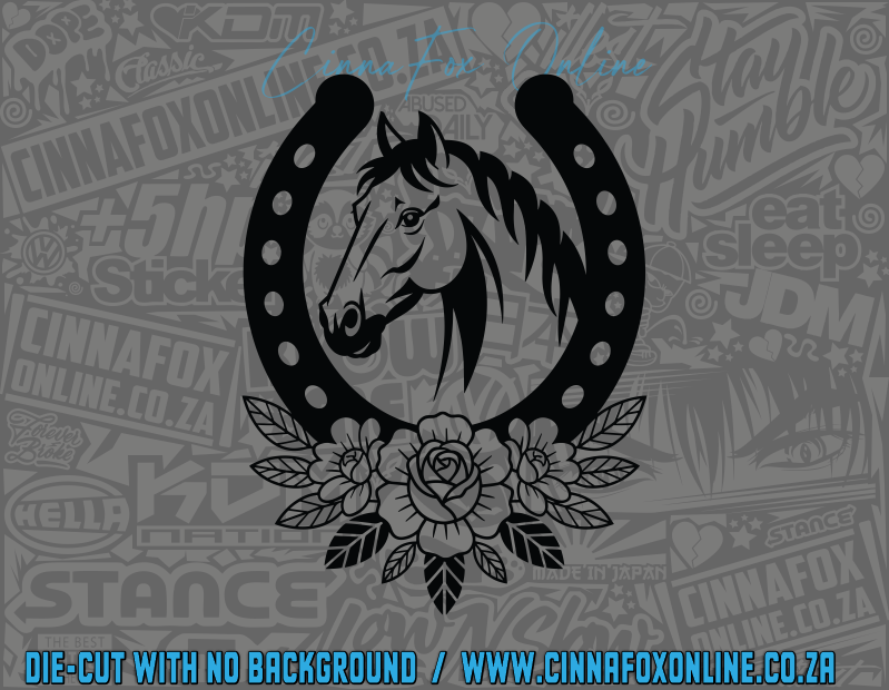 Horse Shoe Floral Decal