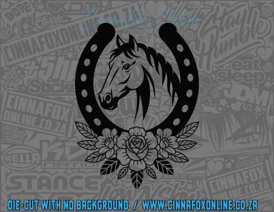 Horse Shoe Floral Decal