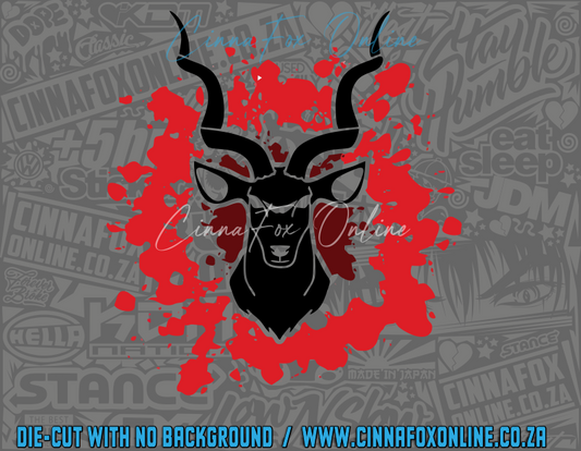 Kudu Head Splatter Decal