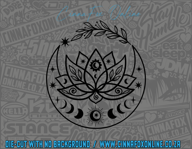 Moon Phase and Lotus Decal