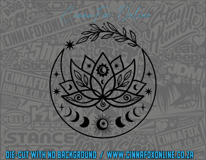 Moon Phase and Lotus Decal
