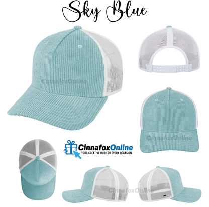 5 Panel Corduroy Trucker Cap