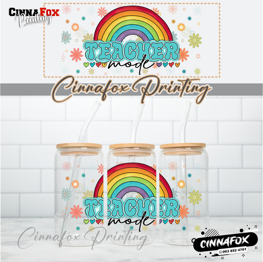 Teacher Mode 02 Glass Cup With Lid & Straw