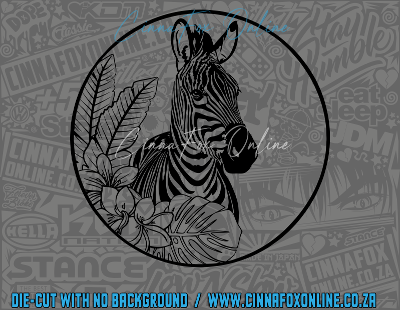 Zebra Floral Round Decal